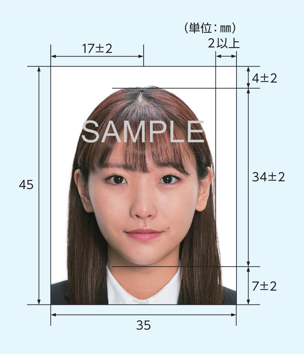外務省が示すパスポート申請用写真の寸法例